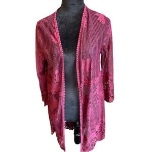 Burgundy lace duster kimono